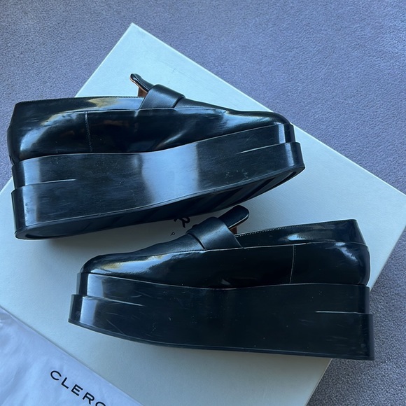 Robert Clergerie leather platform loafers shoes black size 36,5 made in France - Picture 9 of 12